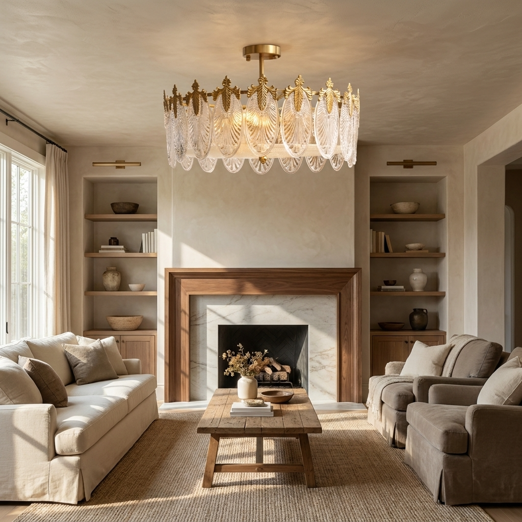 French Vintage Crystal Glass Chandelier