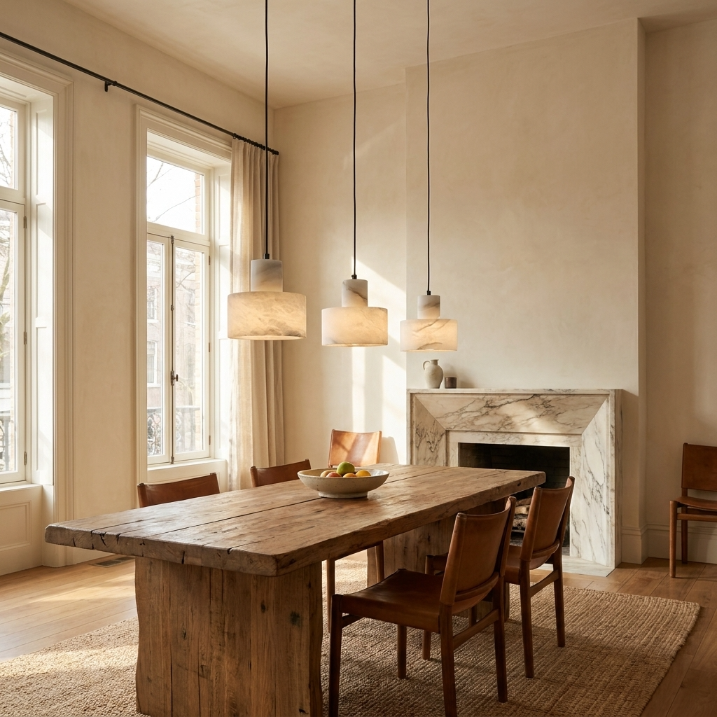 Natural Alabaster Block Pendant Light
