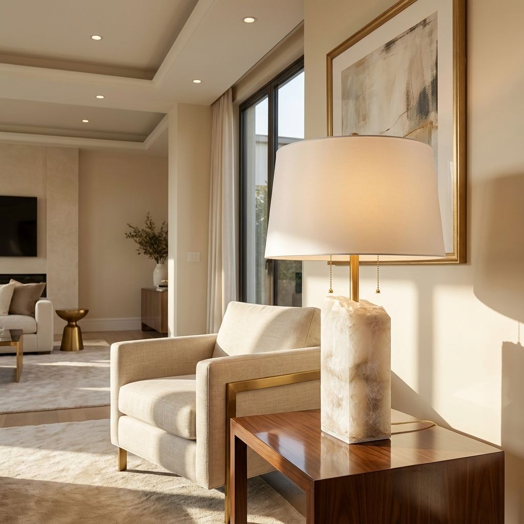 Natural Alabaster Block Table Lamp