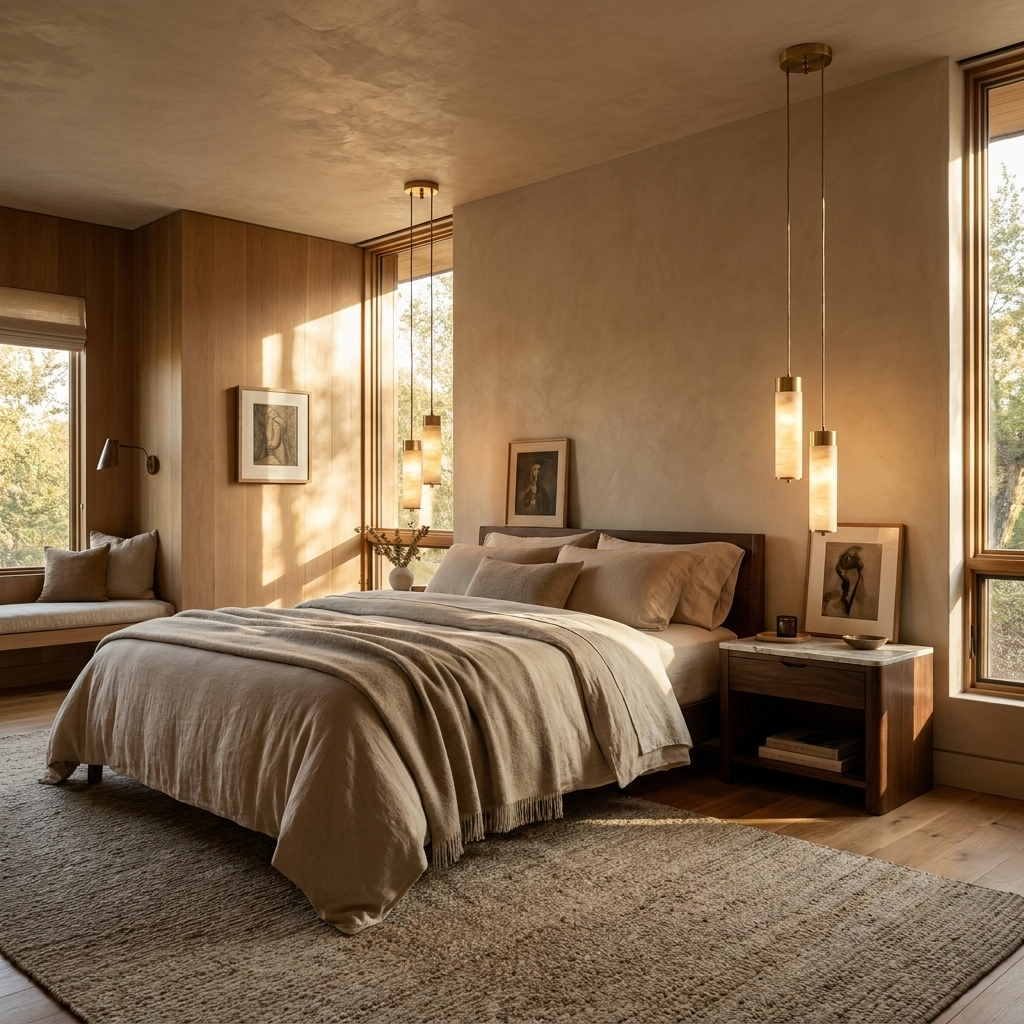 Natural Alabaster Brass Cylinder Pendant Light