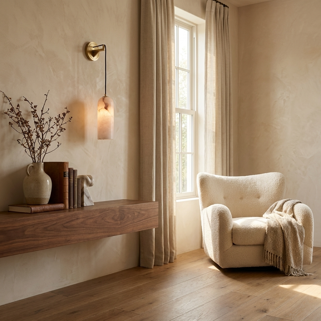 Natural Alabaster Hanging Wall Lamp