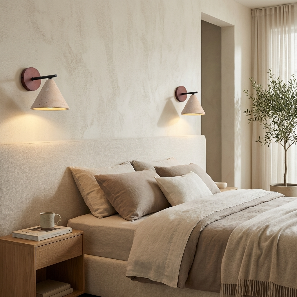 Natural Travertine Stone Cone Wall Lamp
