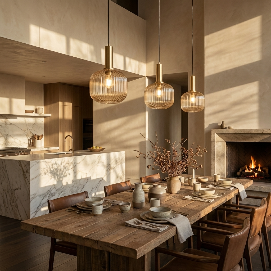 Nordic Ribbed Glass Cylinder Pendant Light