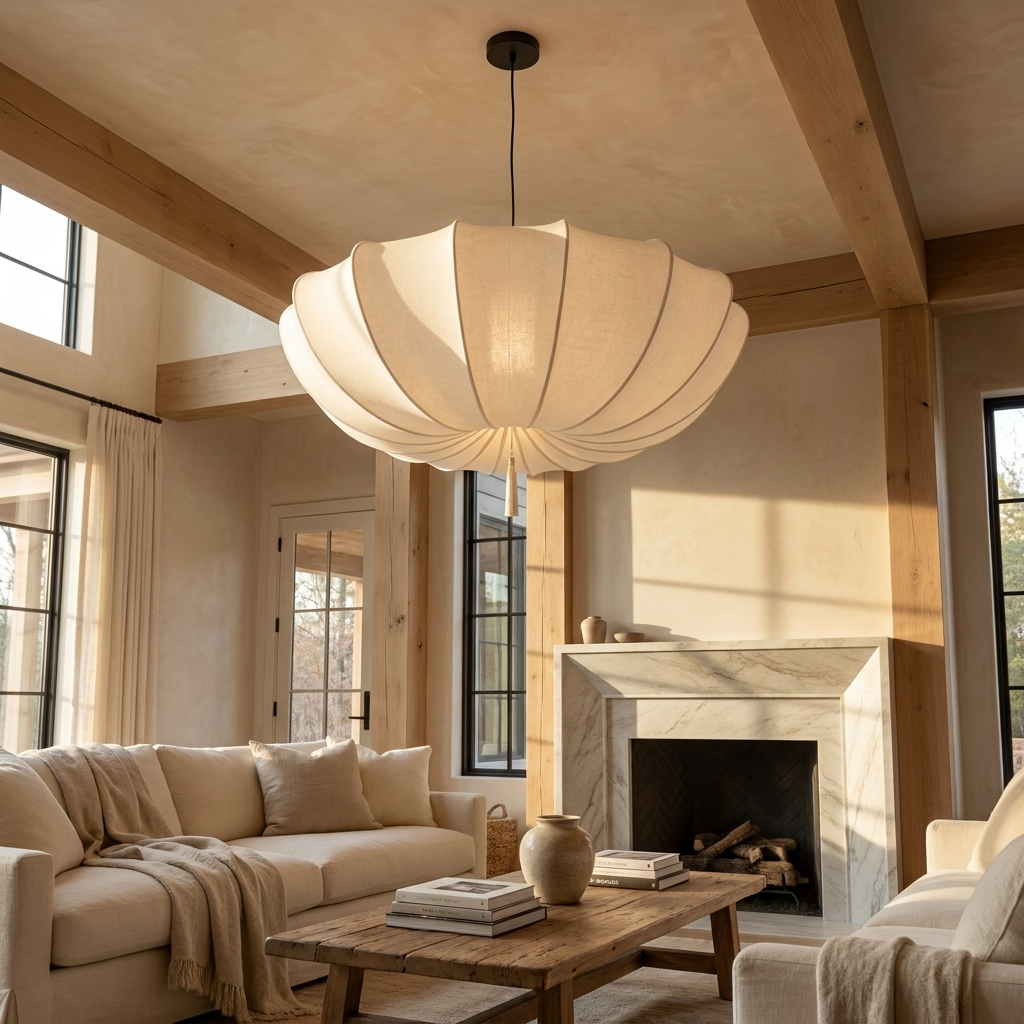Japanese Fabric Wabi Sabi Pendant Light