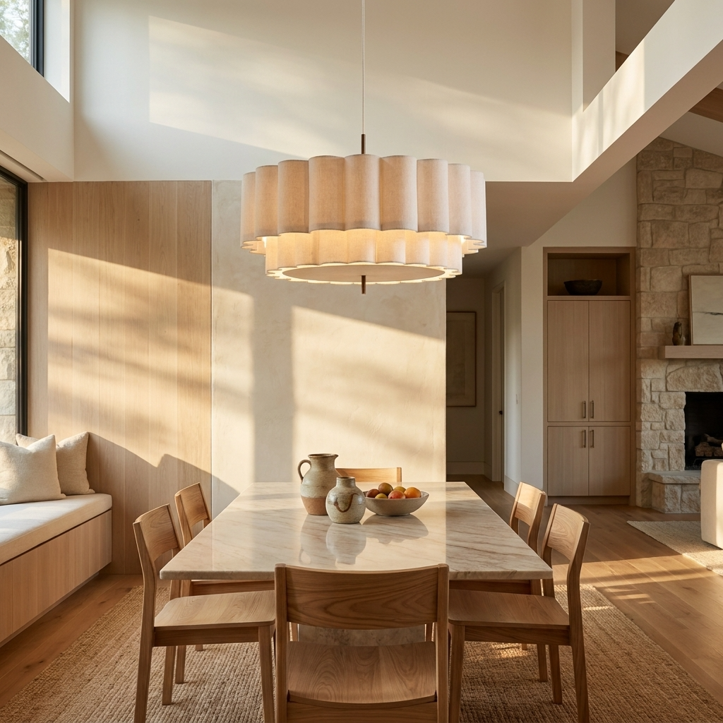 Japanese Tiered Fabric Wabi Sabi Pendant Light