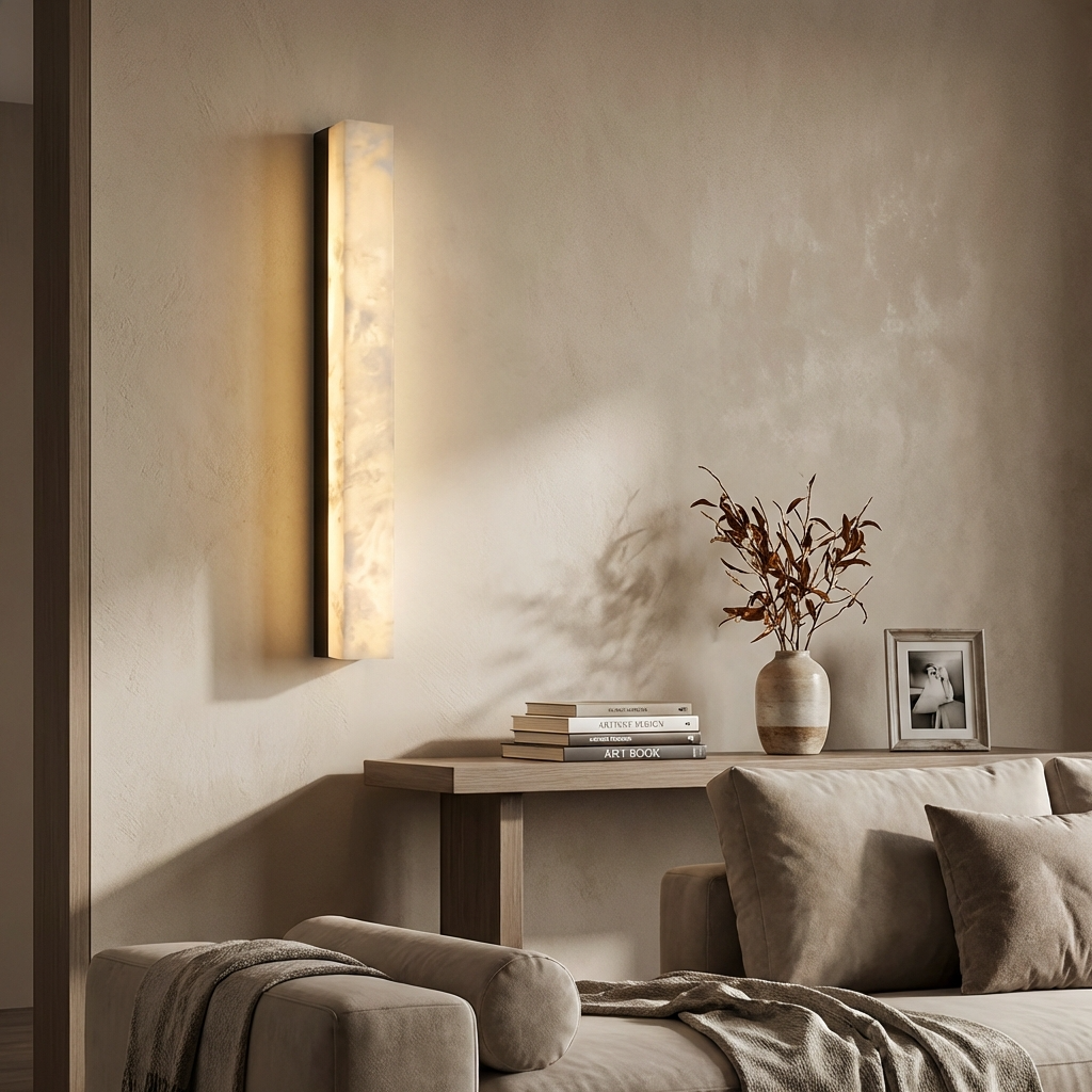 Natural Alabaster Linear Bar Wall Lamp