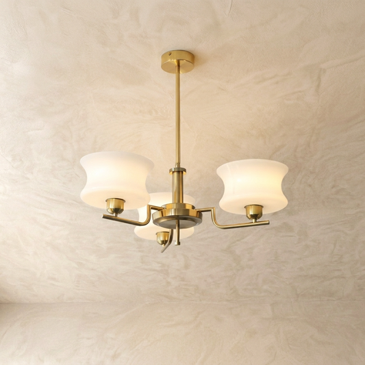 French Bauhaus Glass Chandelier