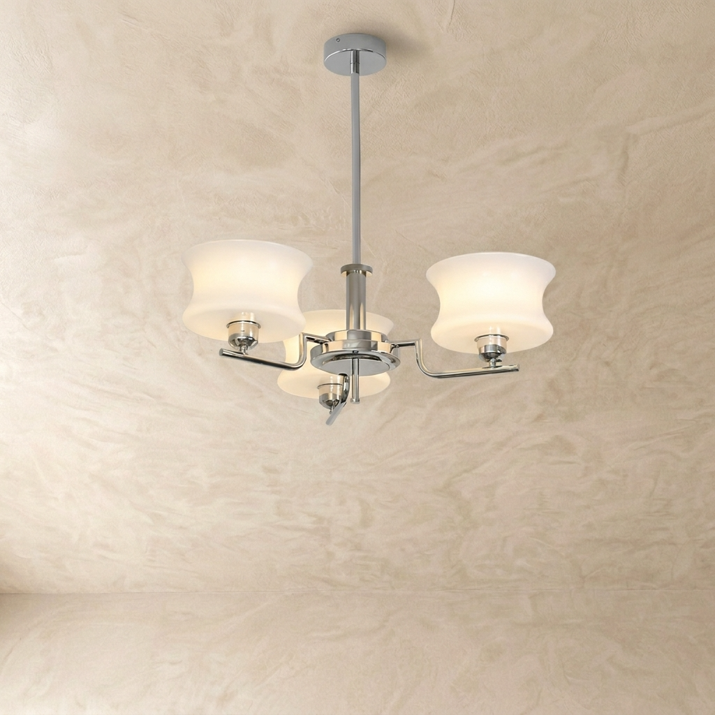 French Bauhaus Glass Chandelier