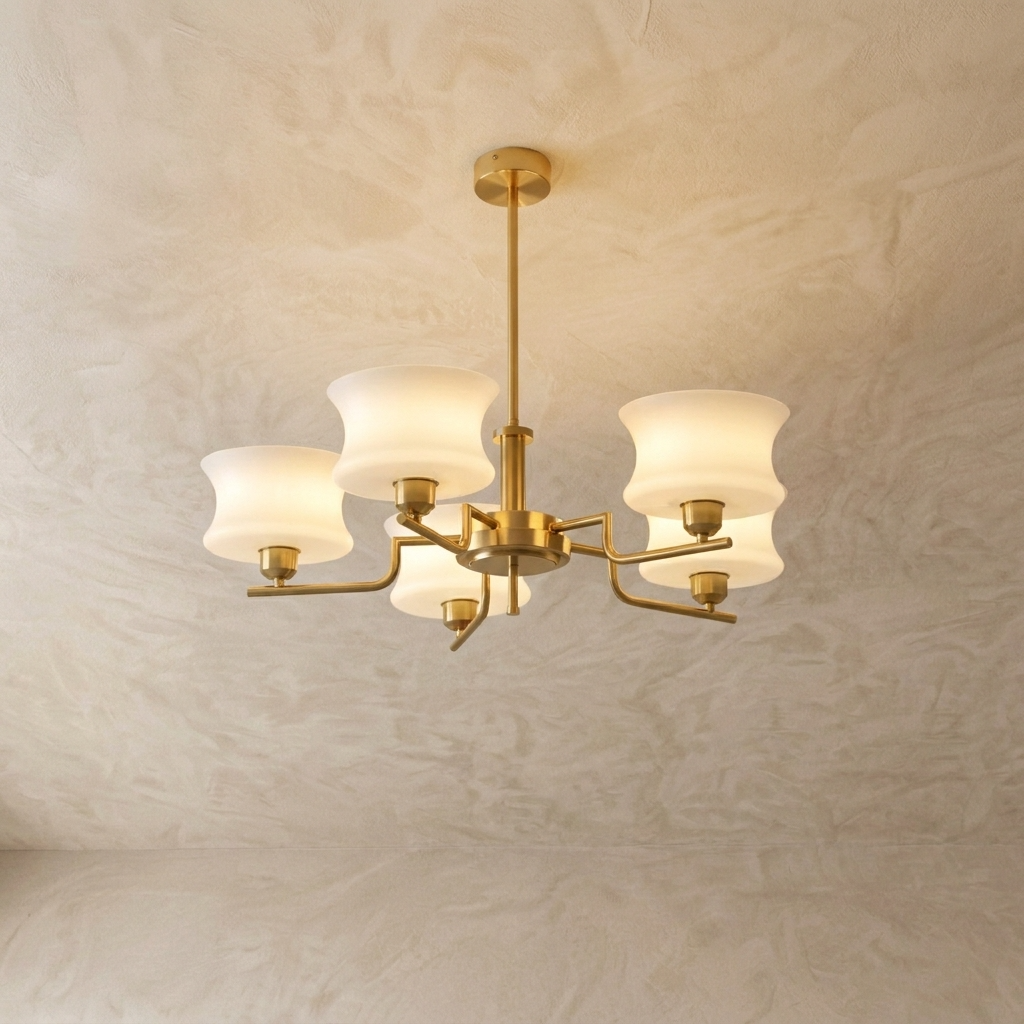 French Bauhaus Glass Chandelier