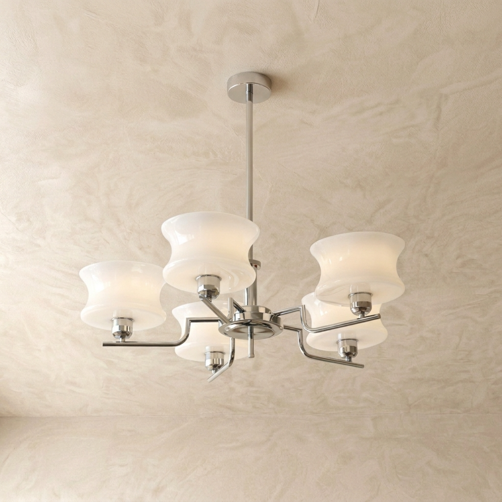 French Bauhaus Glass Chandelier