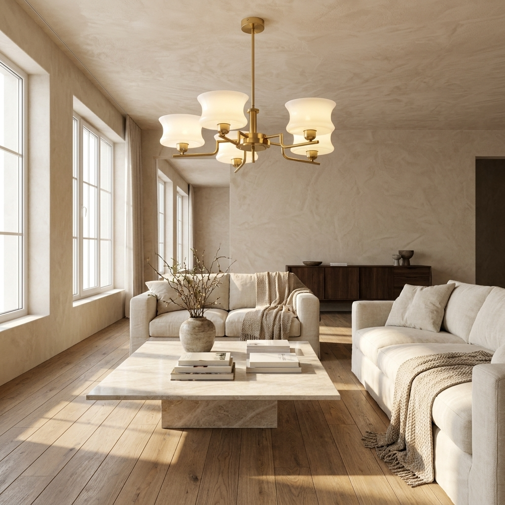 French Bauhaus Glass Chandelier