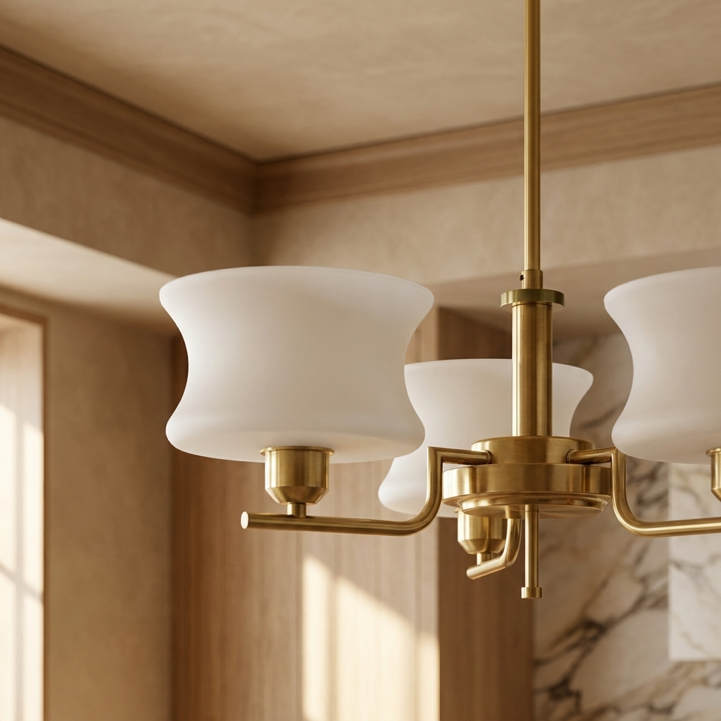 French Bauhaus Glass Chandelier