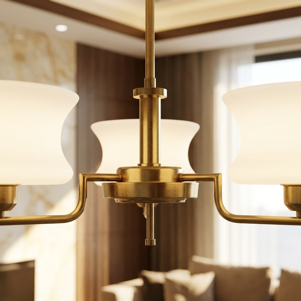 French Bauhaus Glass Chandelier
