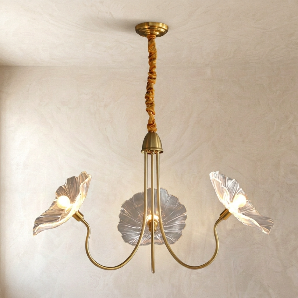 French Floral Glass Chandelier