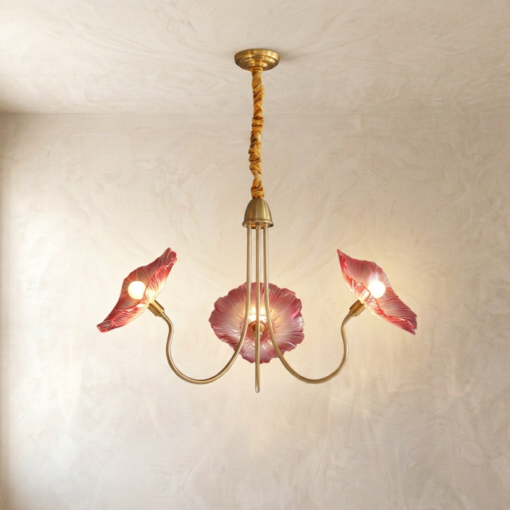 French Floral Glass Chandelier