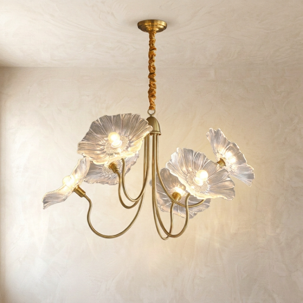 French Floral Glass Chandelier