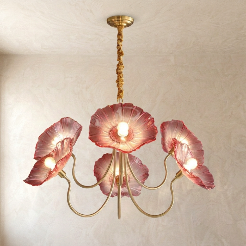 French Floral Glass Chandelier