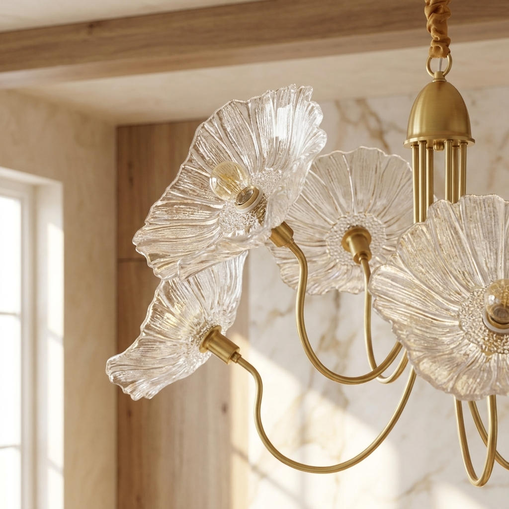 French Floral Glass Chandelier