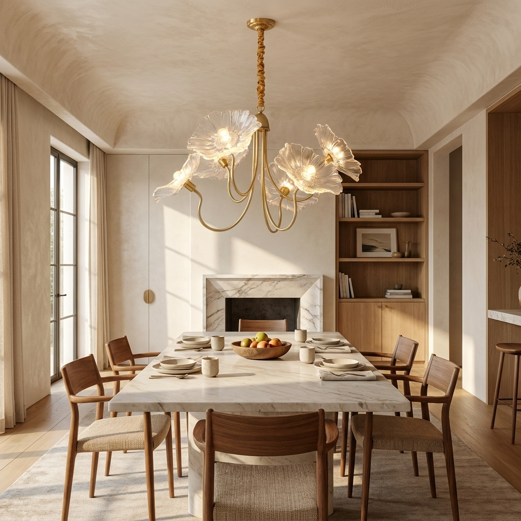 French Floral Glass Chandelier