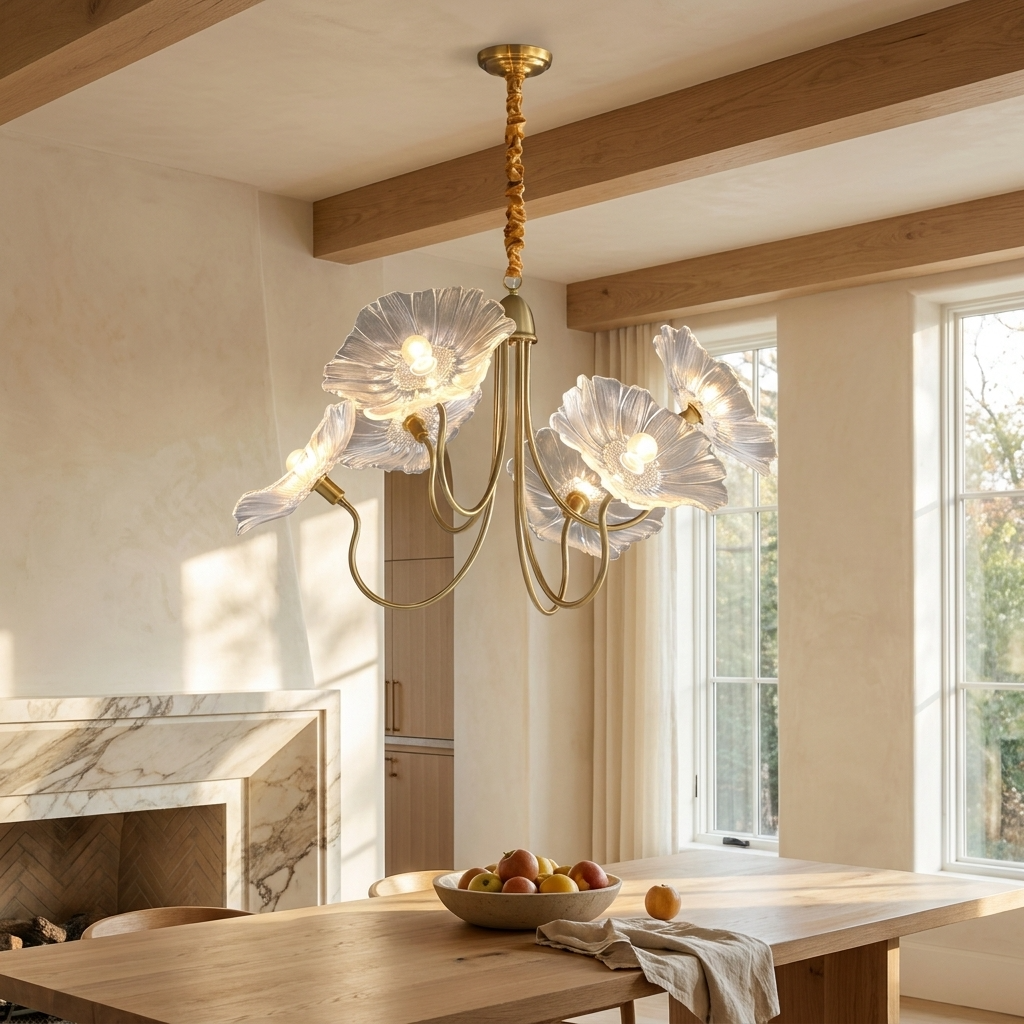 French Floral Glass Chandelier