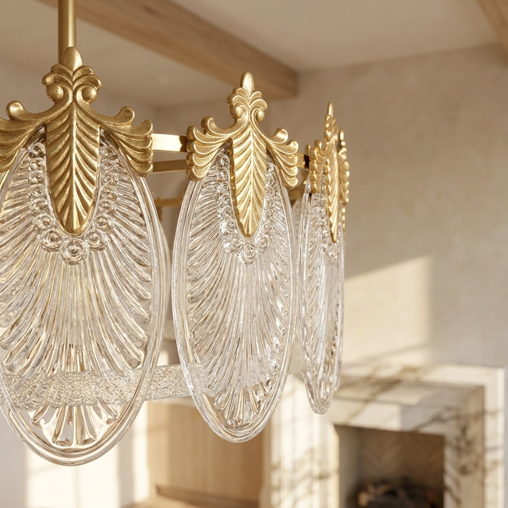 French Vintage Crystal Glass Chandelier