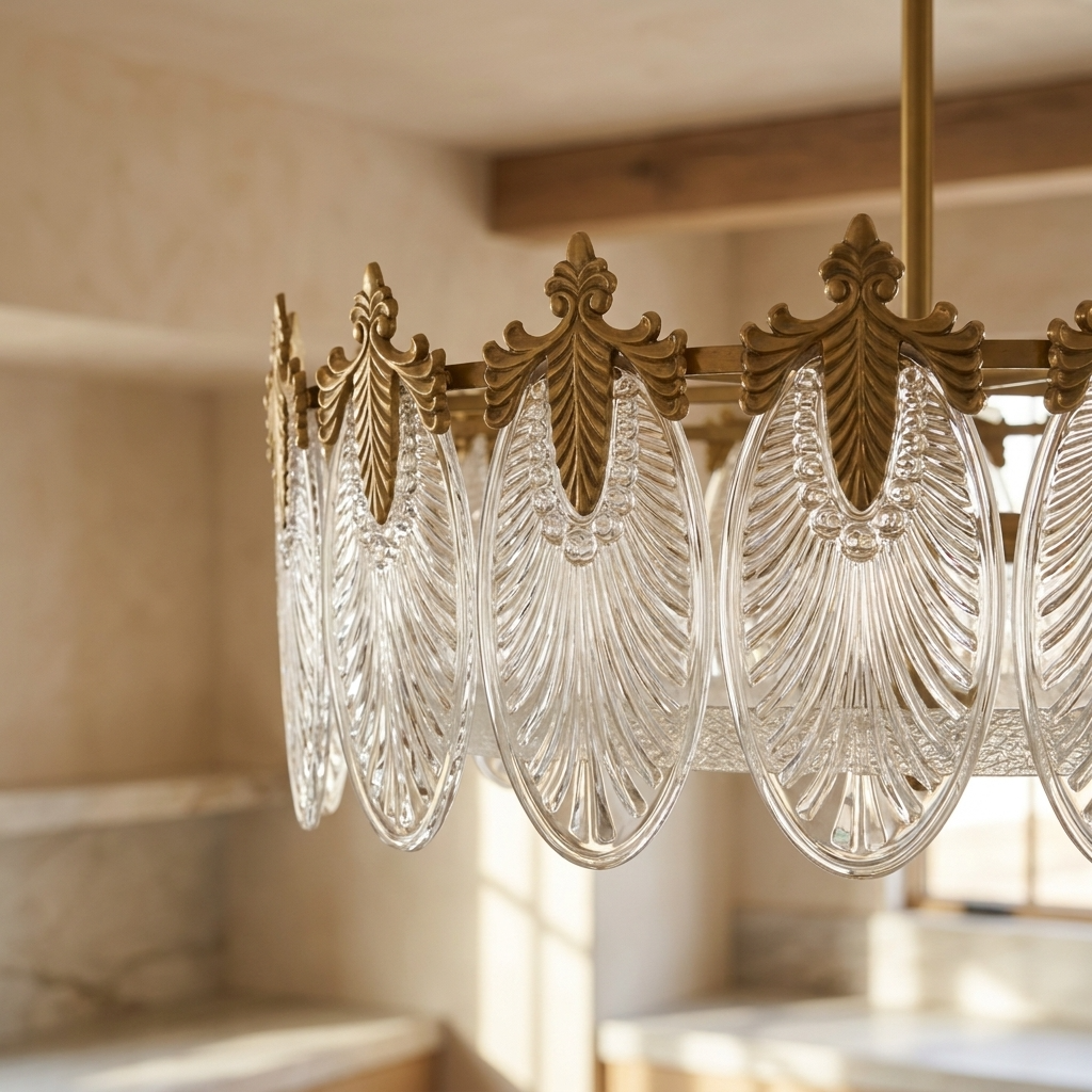 French Vintage Crystal Glass Chandelier