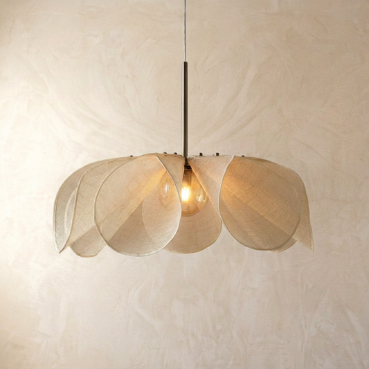 Japanese Flower Fabric Wabi Sabi Pendant Light