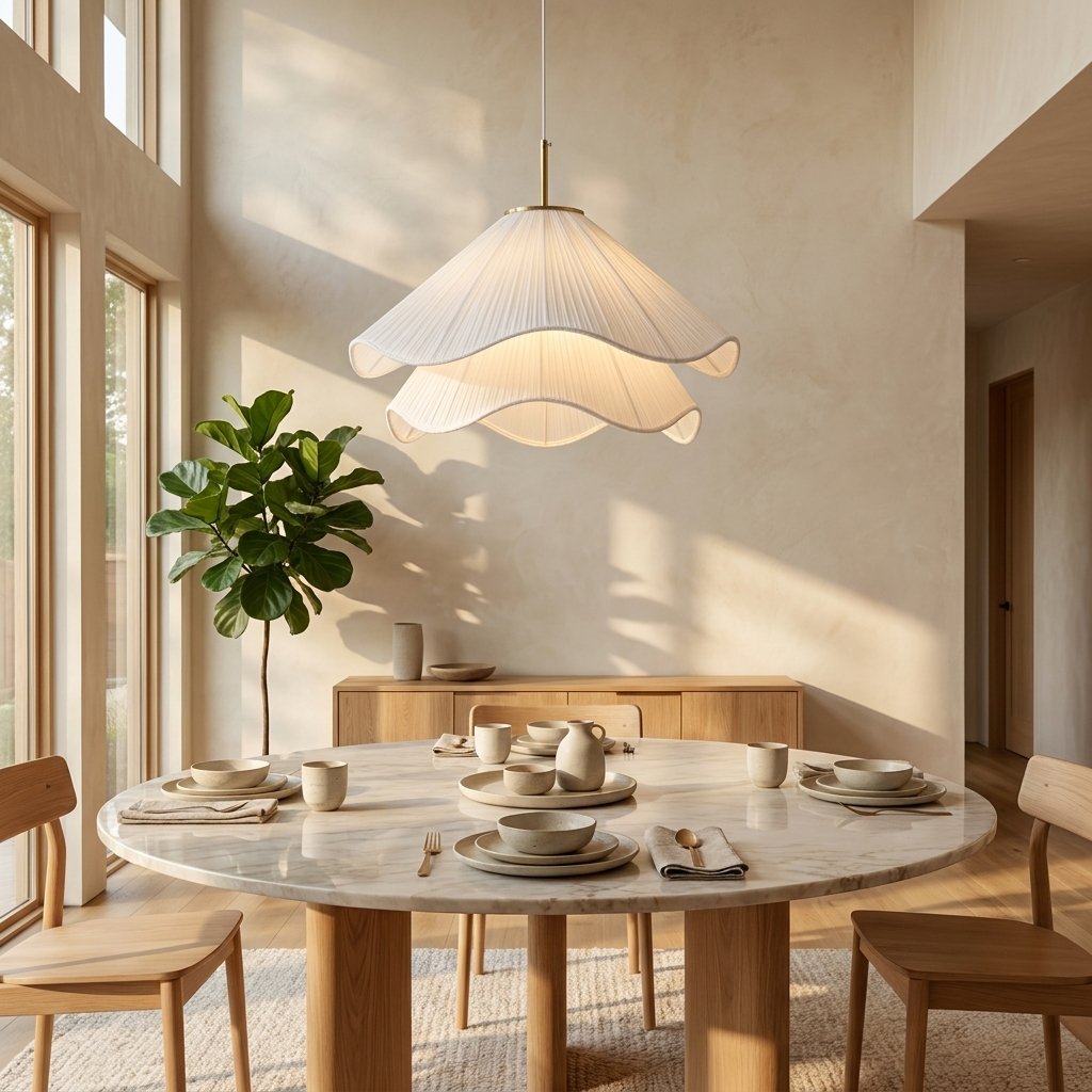 Japanese Wave Fabric Pendant Light