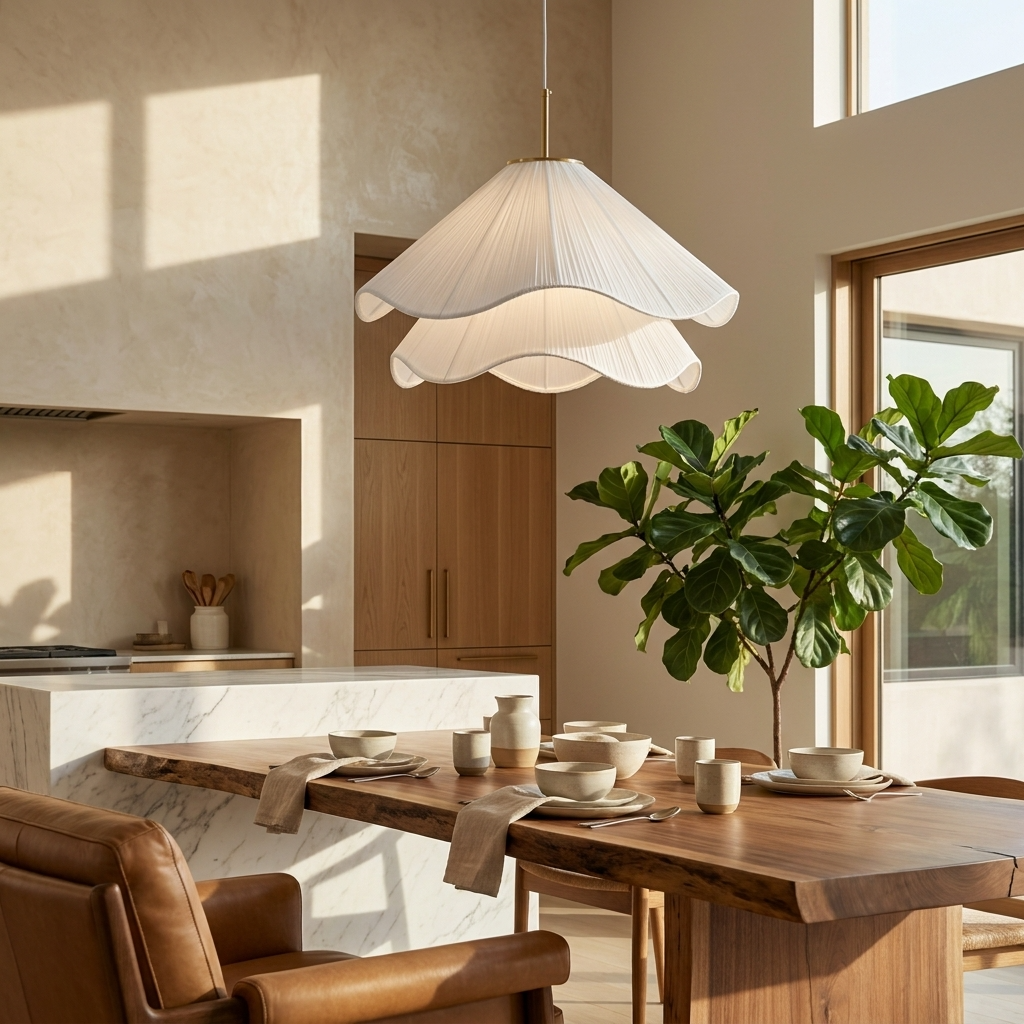 Japanese Wave Fabric Pendant Light