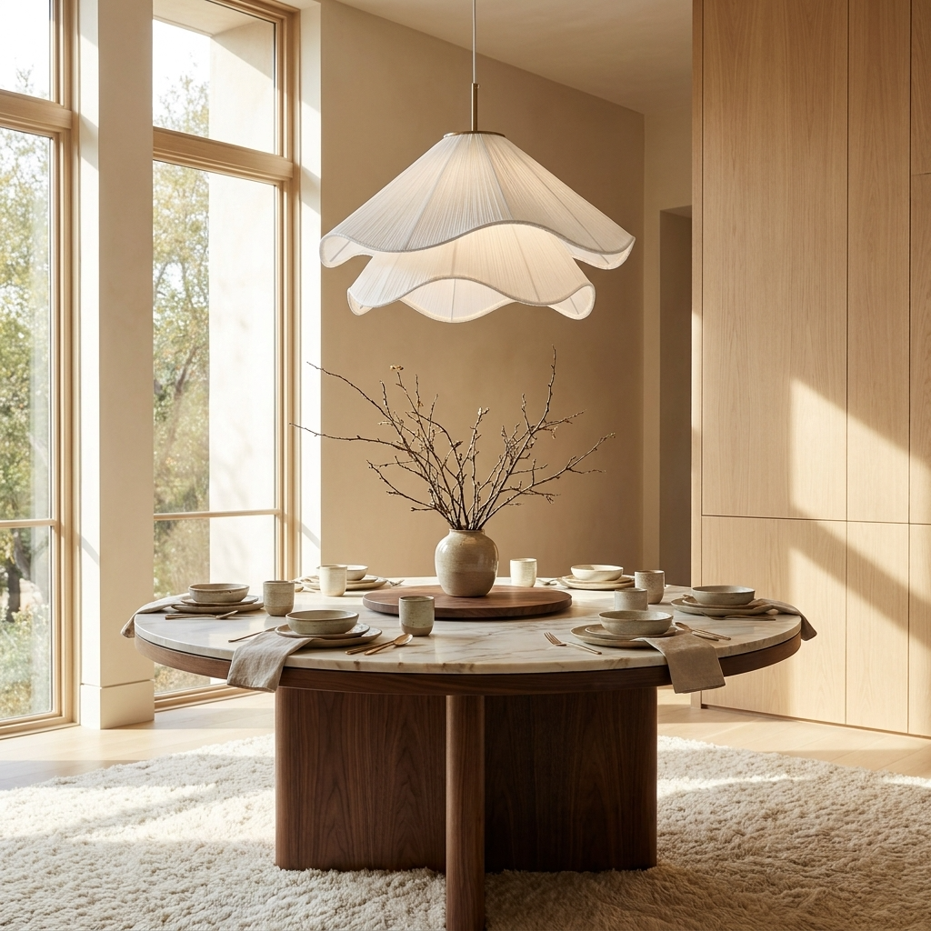 Japanese Wave Fabric Pendant Light