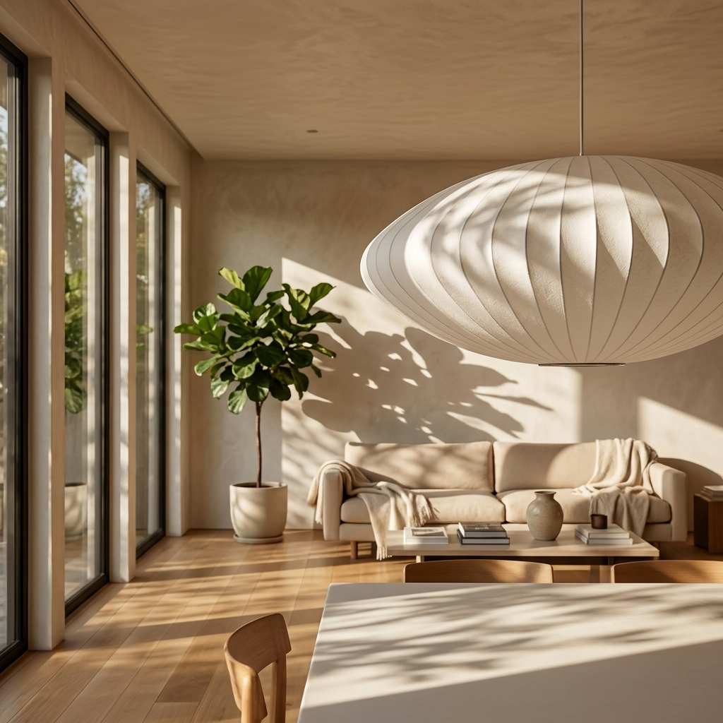 Japanese Silk Wabi Sabi Pendant Light