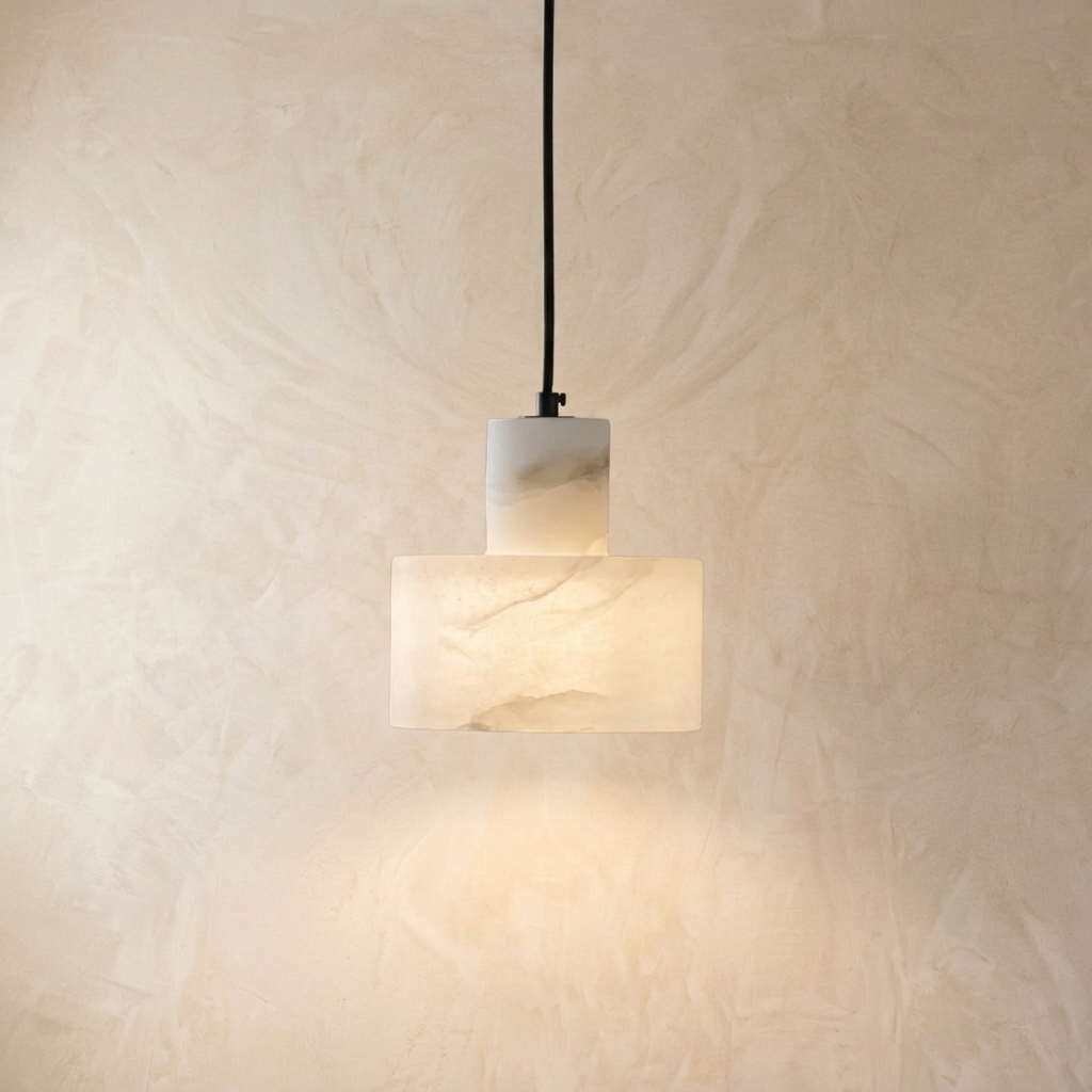 Natural Alabaster Block Pendant Light
