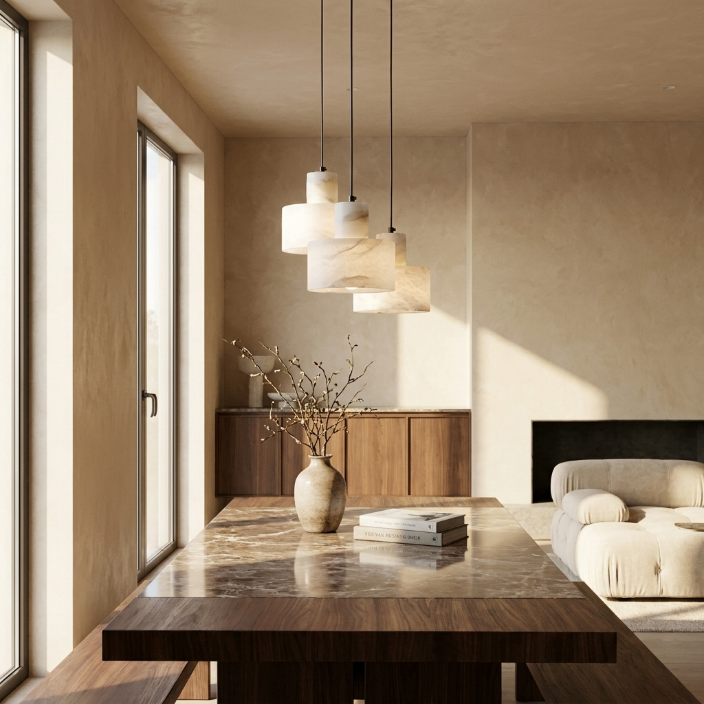 Natural Alabaster Block Pendant Light