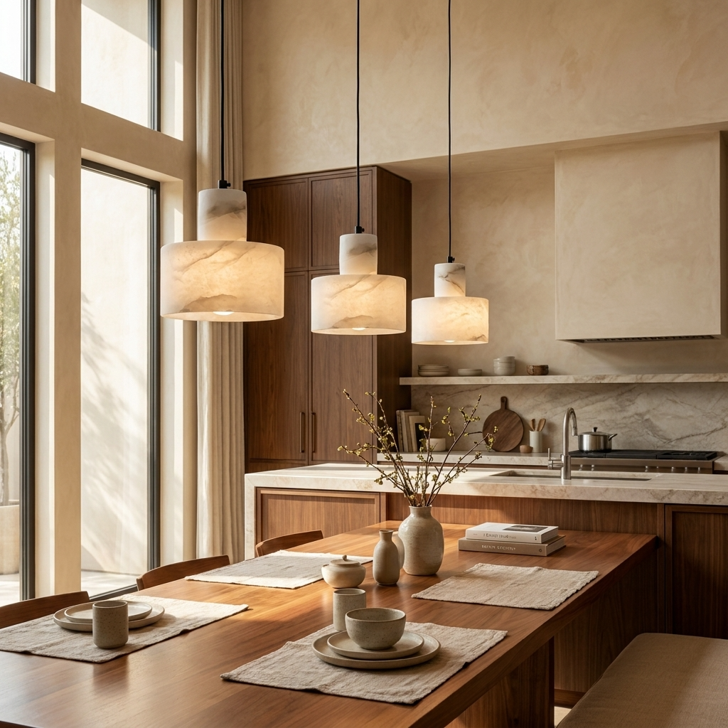 Natural Alabaster Block Pendant Light