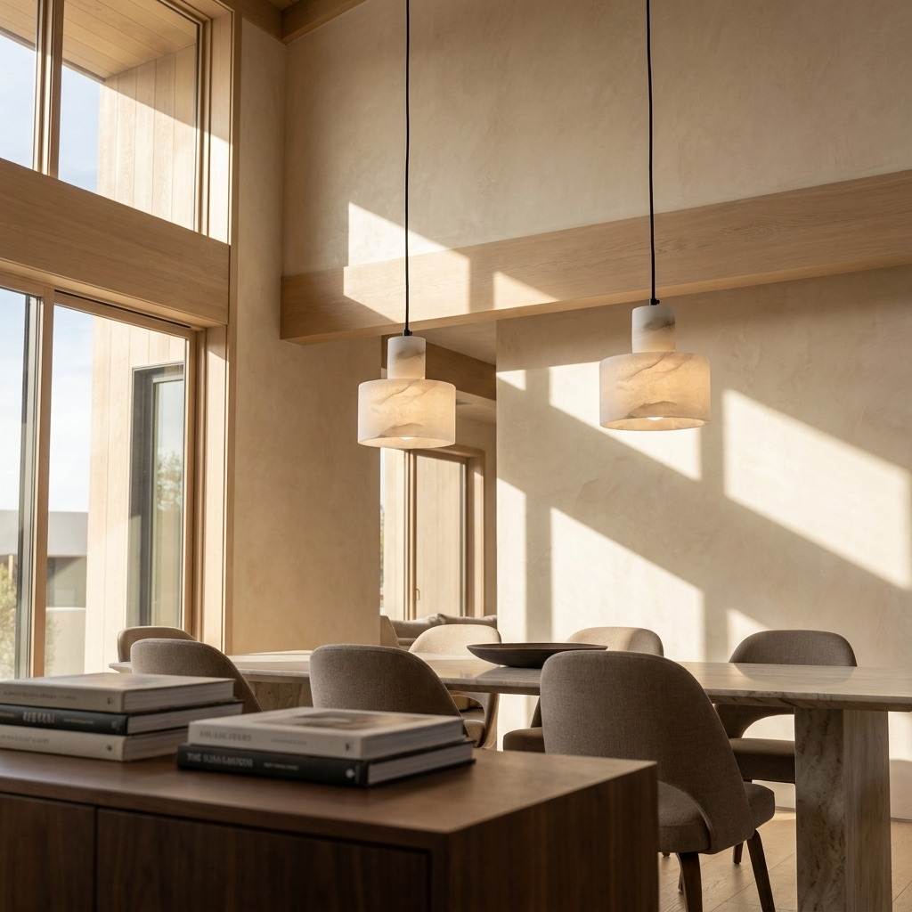 Natural Alabaster Block Pendant Light
