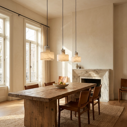 Natural Alabaster Block Pendant Light