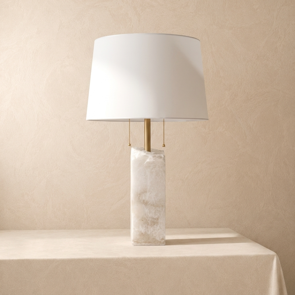 Natural Alabaster Block Table Lamp