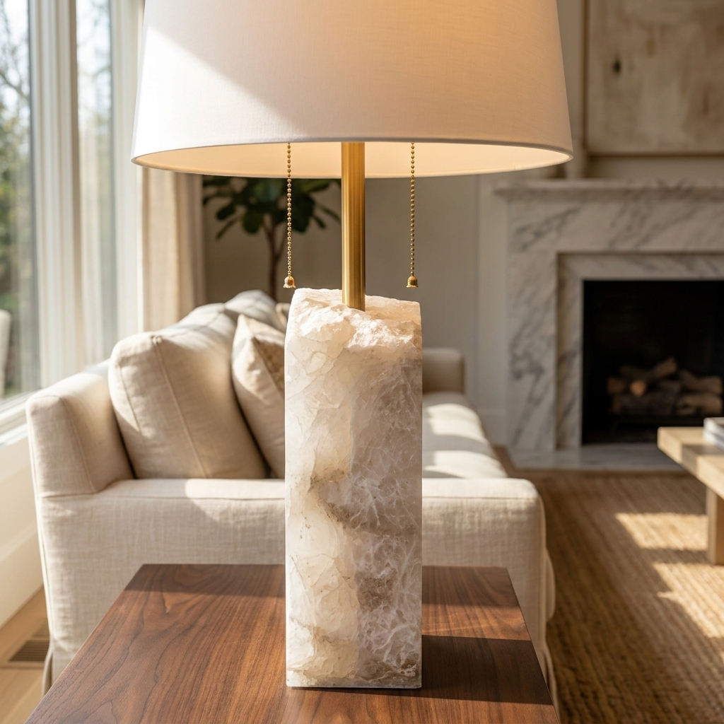 Natural Alabaster Block Table Lamp