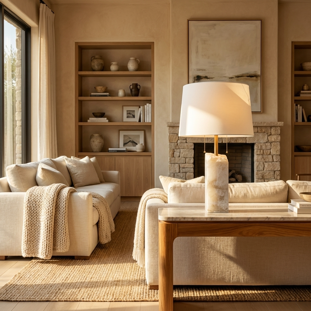 Natural Alabaster Block Table Lamp