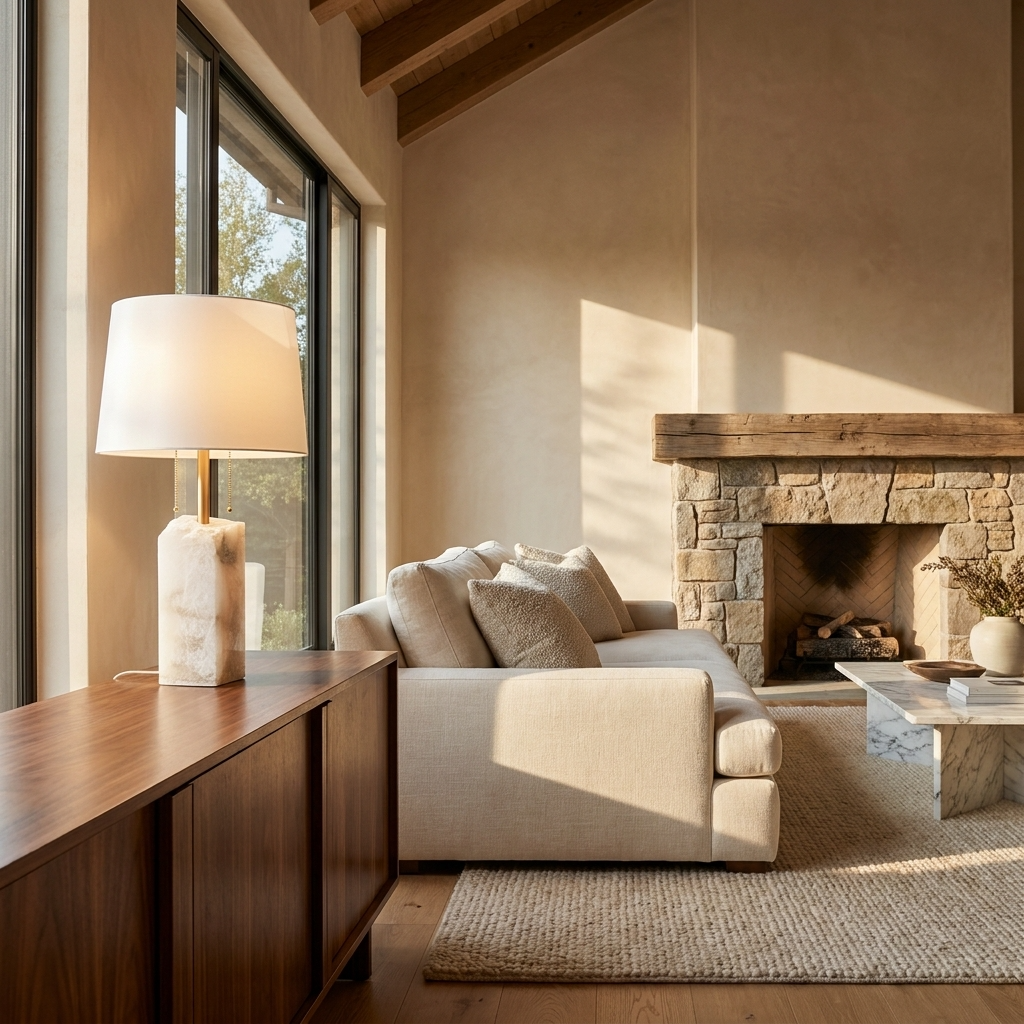 Natural Alabaster Block Table Lamp