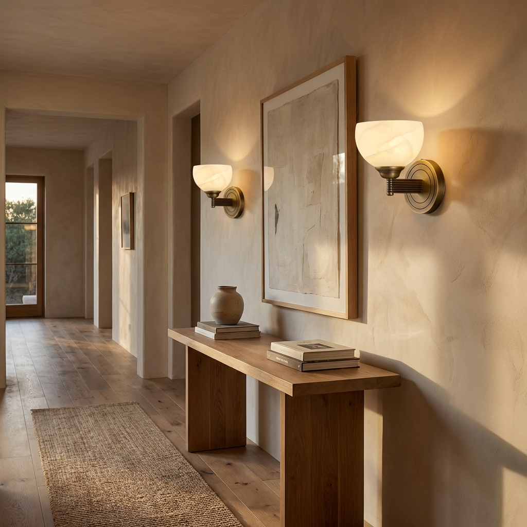 Natural Alabaster Bowl Wall Lamp