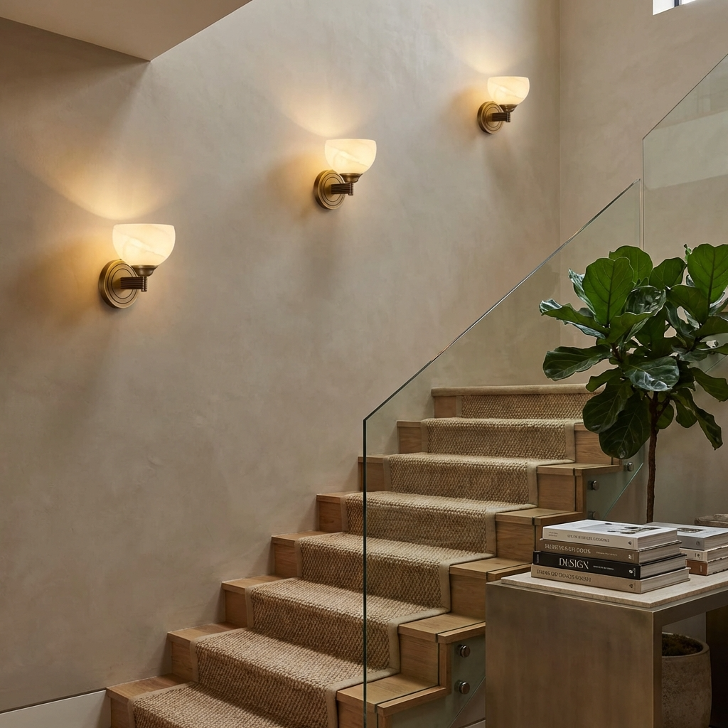 Natural Alabaster Bowl Wall Lamp