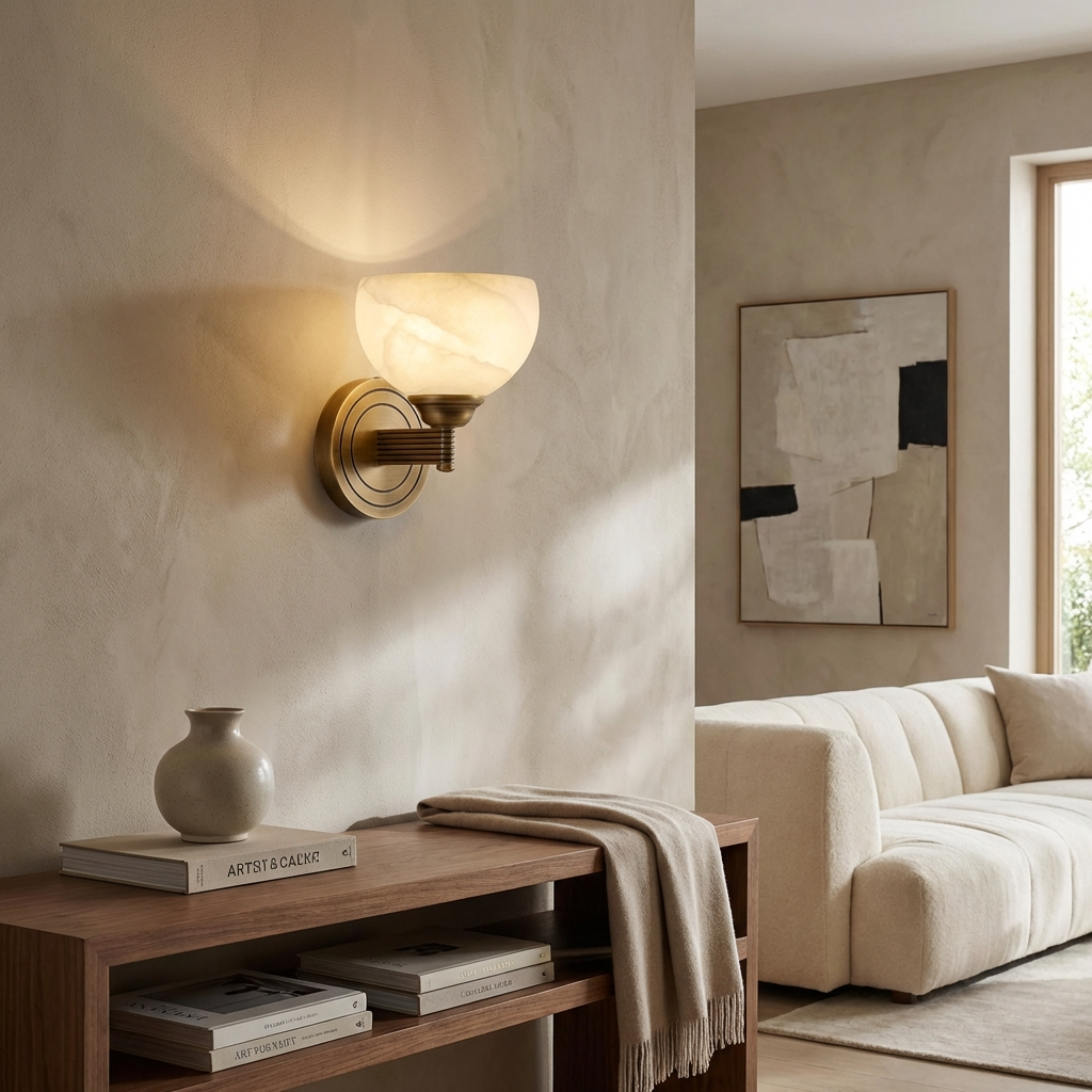 Natural Alabaster Bowl Wall Lamp