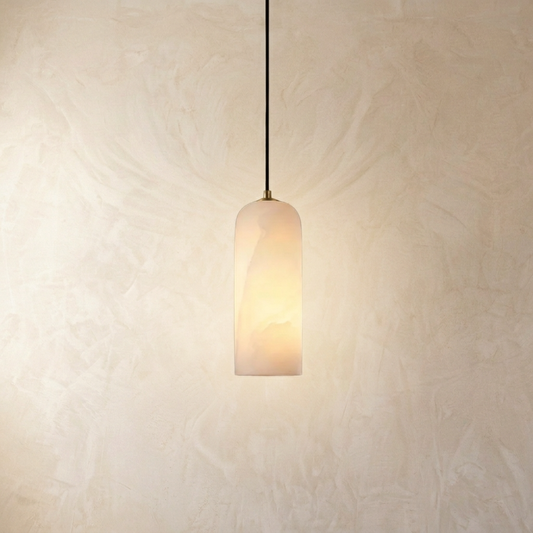 Natural Alabaster Cylinder Pendant Light