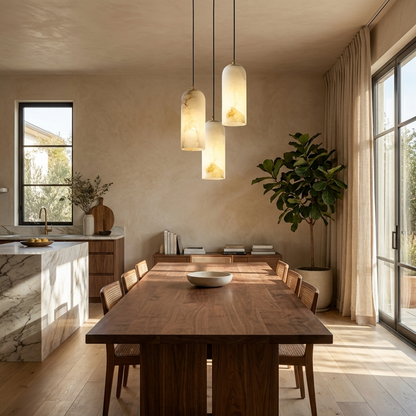 Natural Alabaster Cylinder Pendant Light