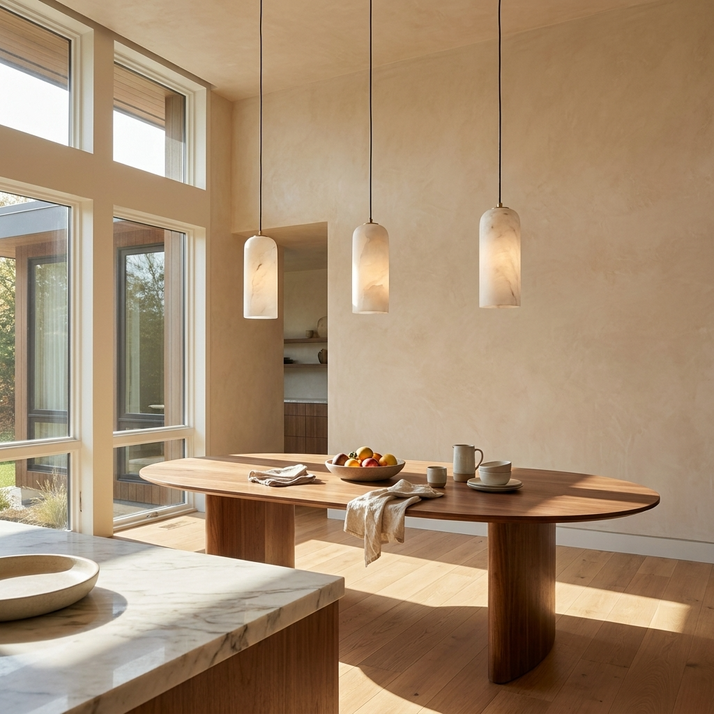 Natural Alabaster Cylinder Pendant Light