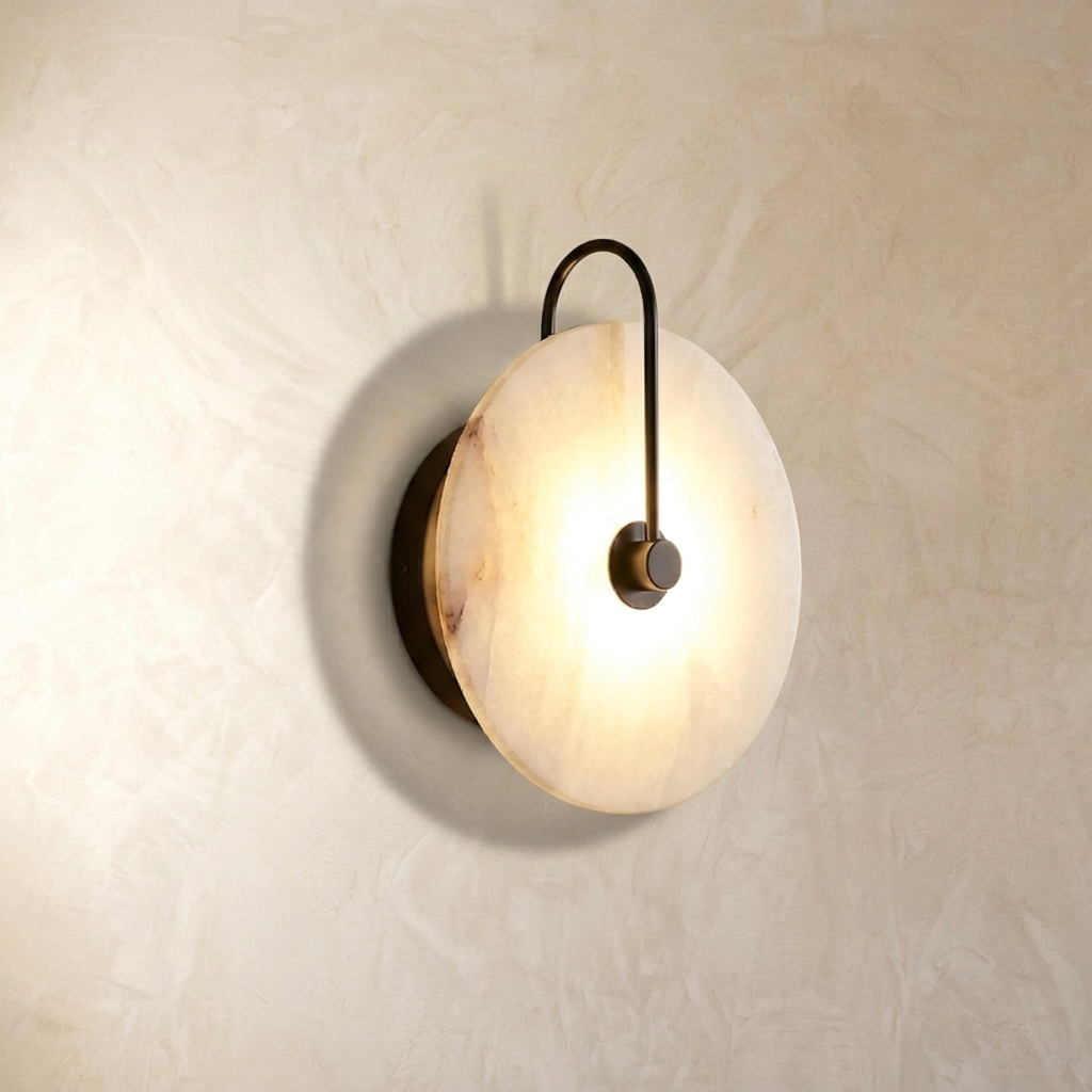 Natural Alabaster Disc Wall Lamp