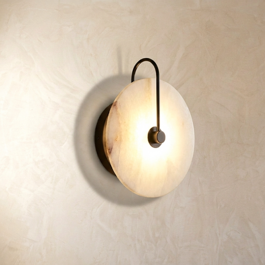 Natural Alabaster Disc Wall Lamp