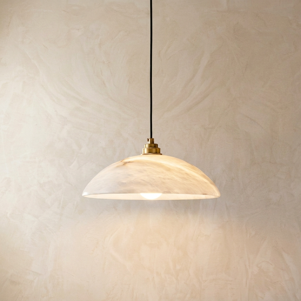 Natural Alabaster Dome Pendant Light