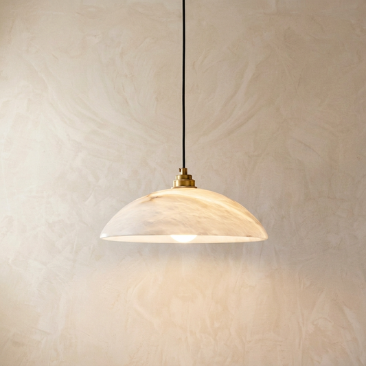 Natural Alabaster Dome Pendant Light